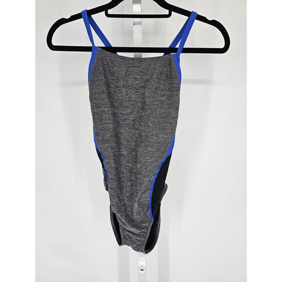 Speedo Womens Sz 10 (36) One Piece Swimsuit ProLT Athletic Gray and Blue - Picture 1 of 4